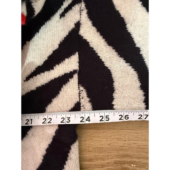 Rag & Bone Kiki Zebra Print Funnel Neck Sweater Black White Red Trim Medium - Picture 5 of 7